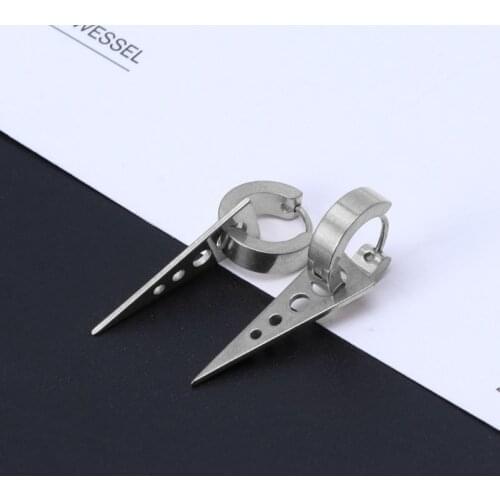 Titanium Hip Hop Geometric Triangle Hoop Earring Korean Jewelry E56A