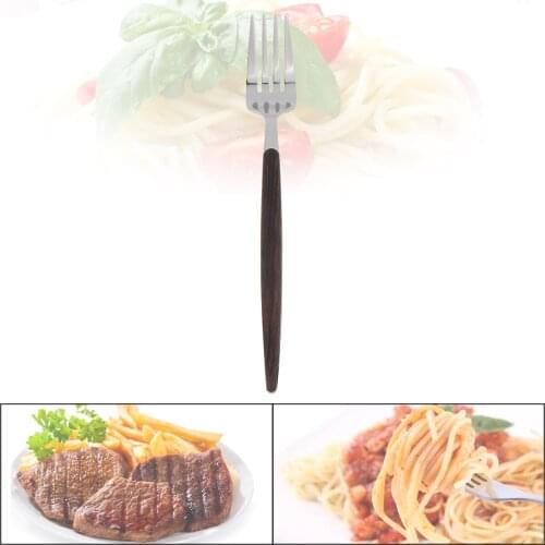 Universal Portable Thickened Wood Grain Pattern 304 Stainless Steel Tableware Fork for Kitchen Food Tableware Dinnerware