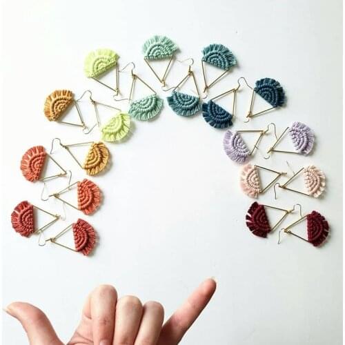 Dvacaman Boho Fashion Tassel Macrame Earrings Women Handmade Cotton Weave Multi Color Summer Holiday Jewelry Female Accessories