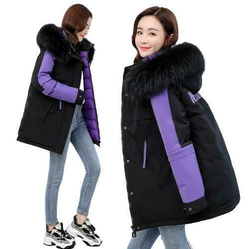 Womens Cotton Coat Winter Windproof Quilted Warm Outdoor Jacket L-5XL Outwear D