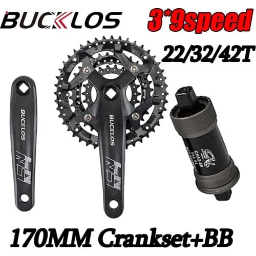 Mountain Bike Crankset Square Hole 170MM Crank Aluminum Alloy Chainring 9speed 22/32/42T chainwheel with BB Cycling parts