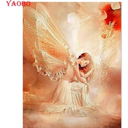 3D Embroidery rhinestones Diamond Painting Butterfly Wings Woman Elf paint with diamonds full Square Round mosaic decoration