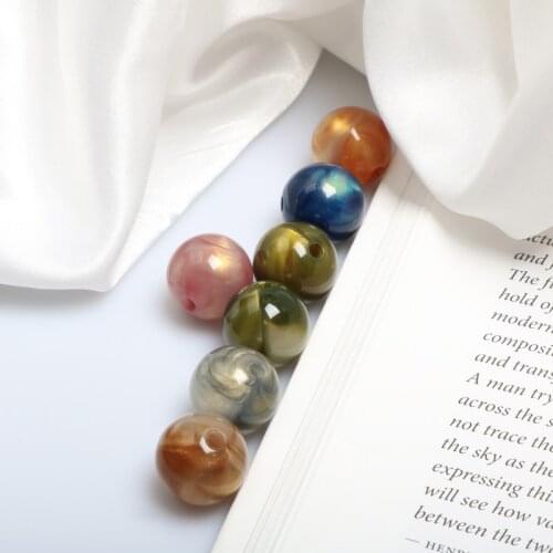 Acrylic magic flow Jinsha halo dyed cloud straight hole 15mm round bead DIY hand Jewelry Earring accessories material