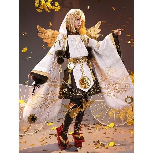 Anime Game Onmyoji SSR Shouu Ootengu Kimono Golden Japanese Uniform New Skin Cosplay Costume Women Halloween Free Shipping 2021
