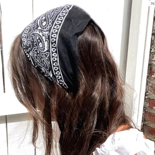 2021 New Bohemian Print Bandana Hair Bands for Women Girl Square Scarf Turban Multifunctional Headband Hair Accessories Headwear