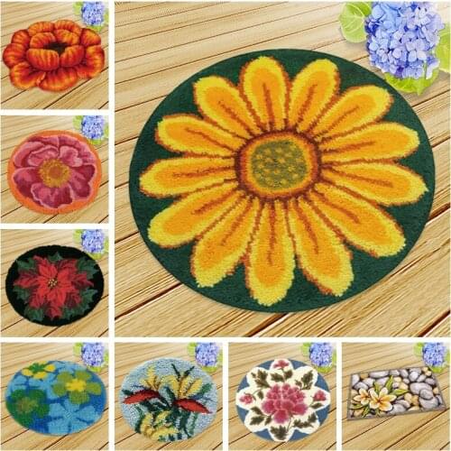 Flower Latch Hook Kits Diy Smyrna Knooppakket Klink Haak Kleed Bloemen Do It Yourself Button Cushion Animals Mat Gift Needlework