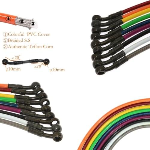 Motorcycle Dirt Bike Braided Brake Hose Line Steel Brake Cable Hydraulic Banjo Pipe 500mm-1500mm For Motorcycle Universal Racing