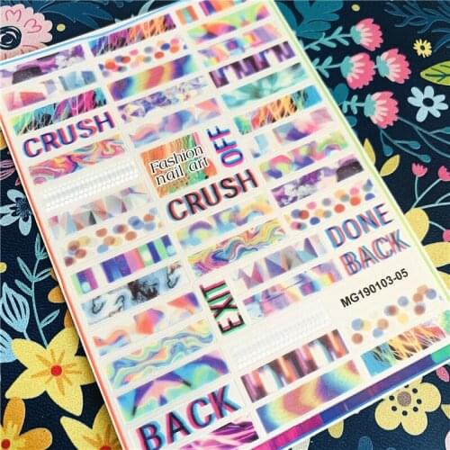 Newest MG190103-03-05-08 Long English 3d nail art sticker nail decal stamping export japan designs rhinestones decorations