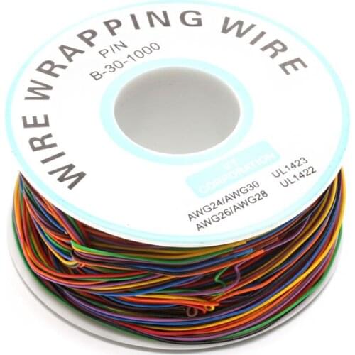 One Roll 8 Colors 30AWG Wire Wrapping Wire, Tinned Copper Solid, PVC insulation High Quality