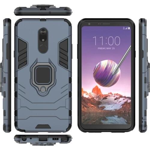 For LG Stylo 5 Armor Case With Finger Ring Kickstand Shockproof Dual Layer Hard Back Cover