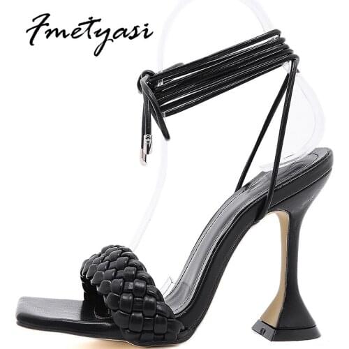Sandal Super High Heels Patent Leather Women Pumps Hoof Woman 2021 Ankle Strap Summer Shoes Casual Peep Toe Comfortable