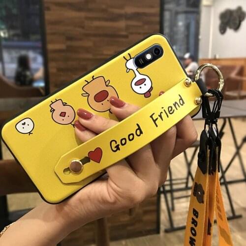 Silicone Anti-knock Phone Case For Xiaomi Redmi 9A/9i India Cover Original Wristband Cartoon Durable