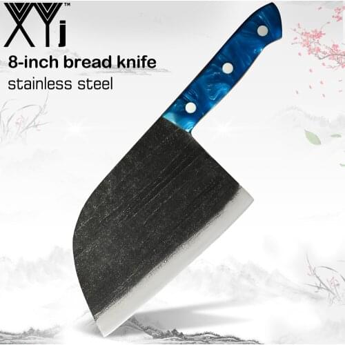 XYj Kitchen Cooking Knife 7'' Stainless Steel Handmade Forged Butcher Knife Chinese Meat Cleaver Practical Slicing Chopping Tool