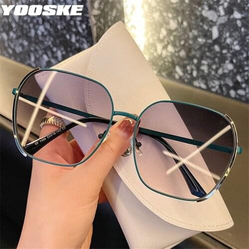 YOOSKE Vintage Metal Oversized Sunglasses Women Fashion Gradient Sun Glasses Ladies Big Frame Shades Round Eyewear UV400