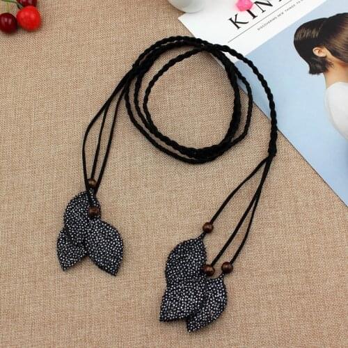 1PC 0.7cm Elastic Woven Rope Waist Vintage Belts Women Leaves Shaped Dress Cummerbunds Waistband for Women