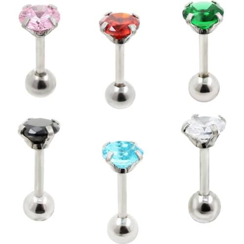 JHJT 1PCS/4PCS/6PCS MUSI 16G 316L Surgical Stainless Steel Helix Tragus Lobe Ear Piercing Studs Cartilage Earring Body Jewelry