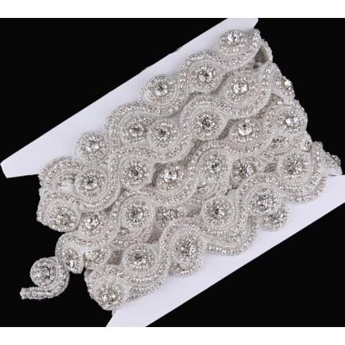 1Yard Factory Price Sew On Shiny Mini Circle Rhinestone Applique Trim Flatback Crystal Beaded Trim Button For Bridal/Wedding