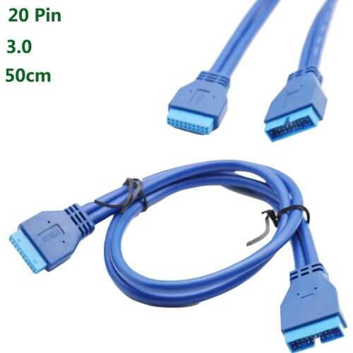 10pcs USB 3.0 Motherboard 20 Pin Male To 20P Female Socket Header Extension Adapter Connect Cable Cord 50cm/1.5ft