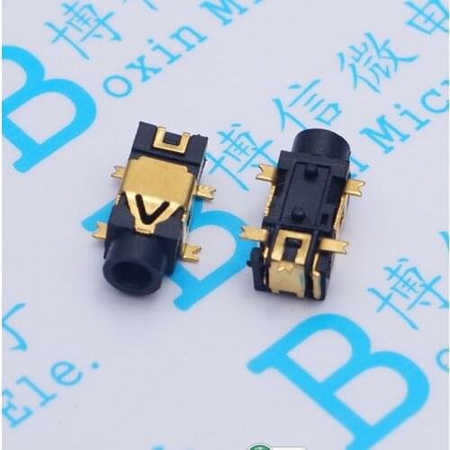 100Pcs 2.5 Headphone Jack Audio Socket Pj-209 5P 5 Feet Patch Gold Plated High Temperature