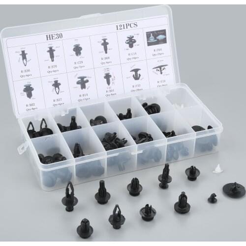 121Pcs 12Kinds Universal Car Nylon Boxed Auto Bumper Clip Retainer Fasteners Rivet Door Panel Fender For Honda Mixed Fasteners