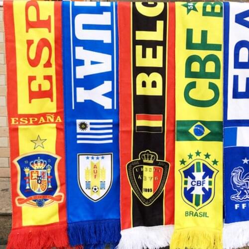 27 National Teams Football Fan Scarf HD Knit Tassel Scarves Soccer Fans Souvenir Double Side Soccer Team Logo Print Shawl Scarf