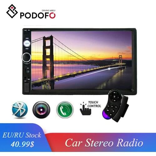 Podofo 2 din Car Radio 7'' HD Touch Screen Auto Radio MP5 Multimedia Player Bluetooth Car Stereo USB TF FM AUX Rear View Camera