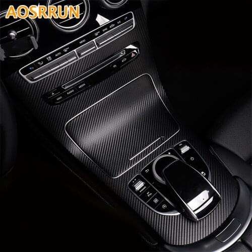 AOSRRUN Car Control Center Carbon fiber stickers Car Accessories For Mercedes Benz GLC300 GLC250 GLC220D GLC250D X253