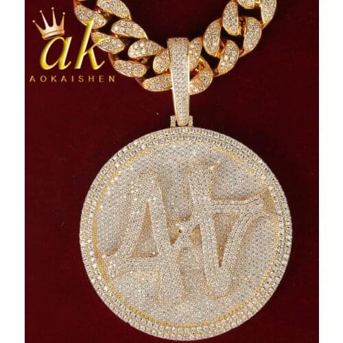 Custom Name Big Medal Pendants Mens Necklaces Rock Street Style