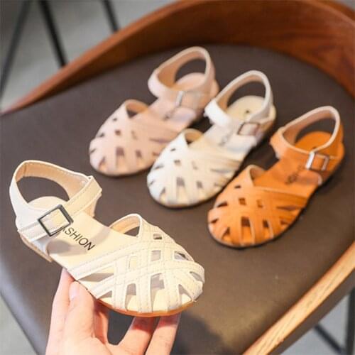 2021 Summer Girls Sandals Hollow Out Princess Shoes Childrens Beach Shoes Round Toe Kids Baby Soft Gladiator Sandals Toddlers