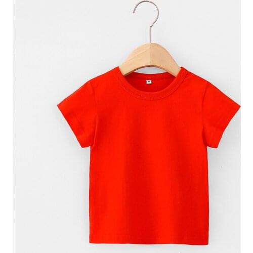 2020 Girls Tshirts Kids Cotton Clothes Children T-shirts for Baby Boys T Shirts Candy Solid Short Sleeve Summer Tops Linen Soft