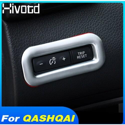Hivotd For Nissan qashqai j11 Dualis X-trail 2019 Car Head Light Adjust Button Switch Panel Cover ABS Chrome Sticker Accessories