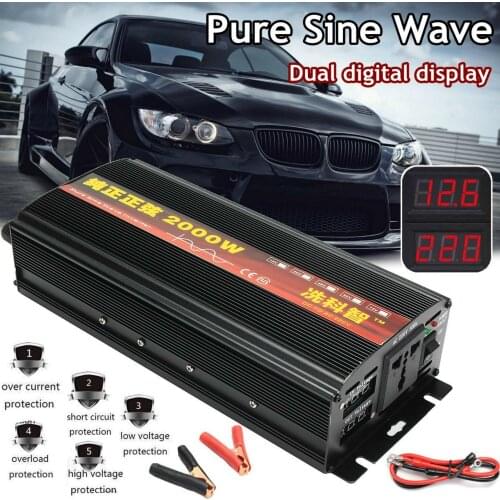 Inverter 12V/24V 220V 2000/3000/4000W Voltage transformer Pure Sine Wave Power Inverter DC12V to AC 220V Converter 2 LED Display