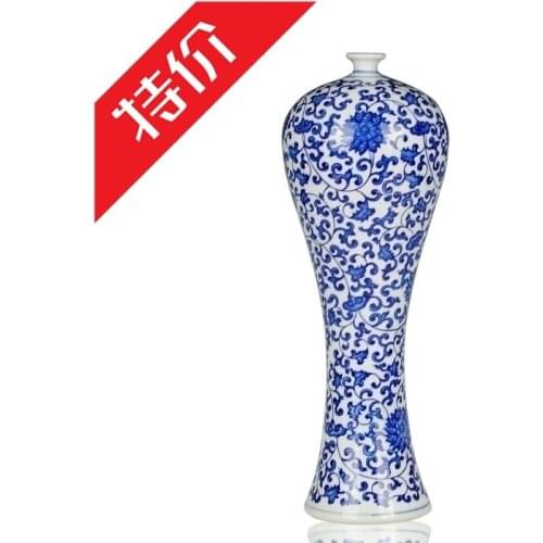 Ceramics modern fashion vase interlocking lottos vase blue and white porcelain bottle home decoration