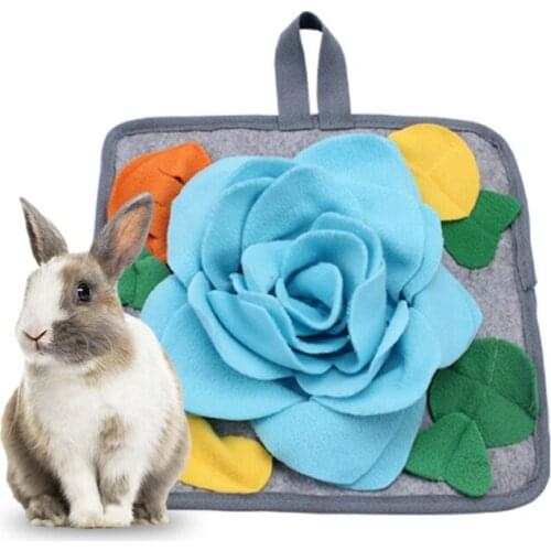 Rabbit Foraging Mat 12" x 12" Boredom Breaker Enrichment Snuffle Mat Toy for Chinchillas Guinea Pigs Ferrets Dogs