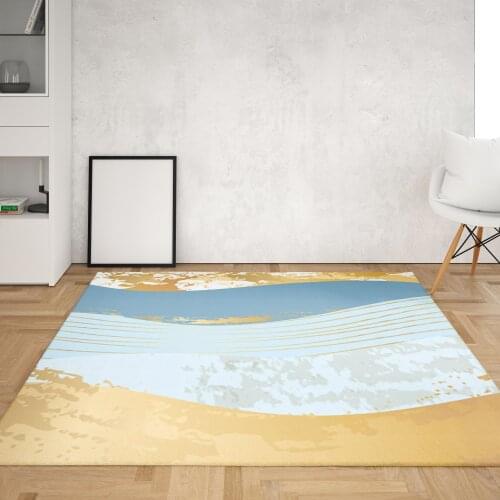 Blue Beach Rugs European Style Kitchen Bedroom Bathroom Living Room Decoration Ocean Sun Area Floor Mat Printed Carpet