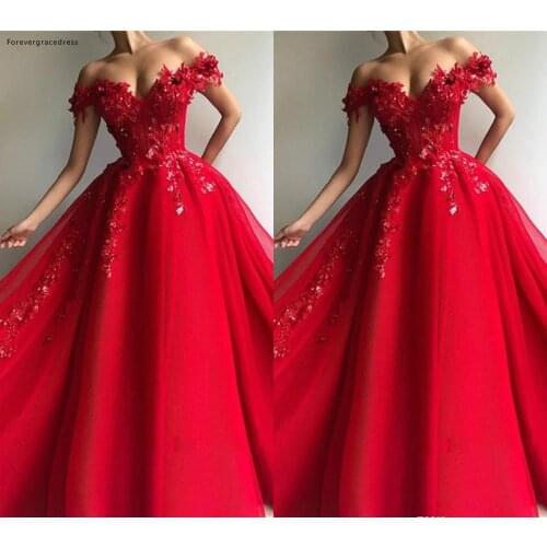 Red Evening Dress 2019 Cheap A Line Appliques Holiday Women Wear Formal Party Prom Gown Custom Made Plus Size