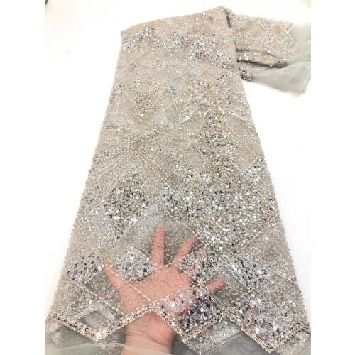 Nigerian beaded Lace Fabric Top Sale J-188882 Fashion Embroidery Tulle French lace fabric