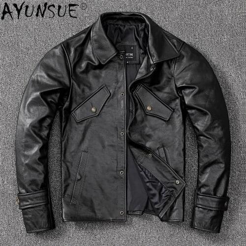 AYUNSUE 2020 Mens Genuine Jacket Men Clothing Motorcycle Mens Jackets Autumn Coat Male Fashion Bike Clothes Hommes Veste LXR689