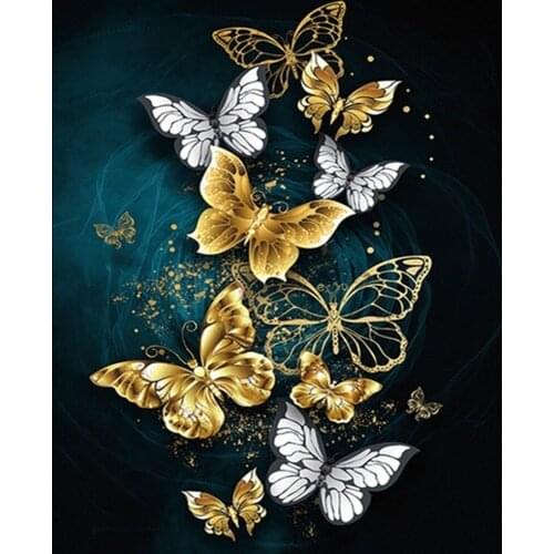 DIY 5D Poured Glue Diamond Painting Kits Scalloped Edge Butterfly Animals Modern Wall Art Canvas For Home Decor Frameless Gift