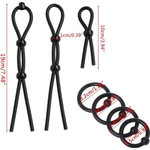 7 Pack Penis Ring Set 4 Cock Rings Clit Stimulating Ball and 3 Adjustable Penis Loops Erection Enhancing Male Sex Toy