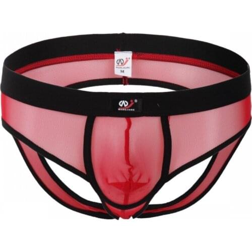 Mens Sexy Underwear Jockstrap Hollow Mesh Briefs Elastic U Convex Comfort Soft Nylon Underwear for Gay Men Male Solid Color