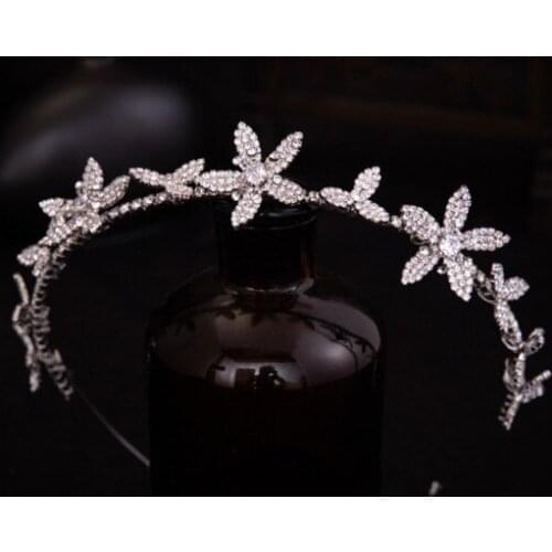 Girls Crystal Rhinestone Flower Wedding Headband Tiara Bridal Headpiece Hair ornaments Bride Hairband Women Hair Jewelry