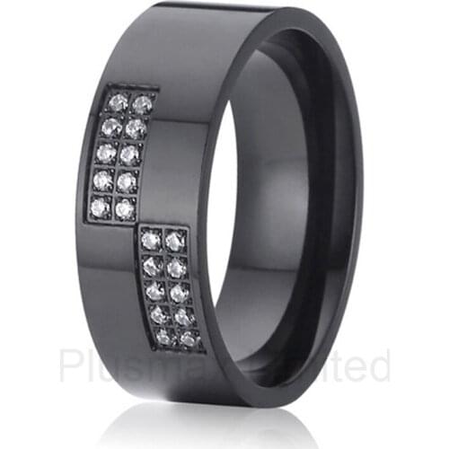 Best China factory exotic black cz stone engagement wedding band rings for men and women