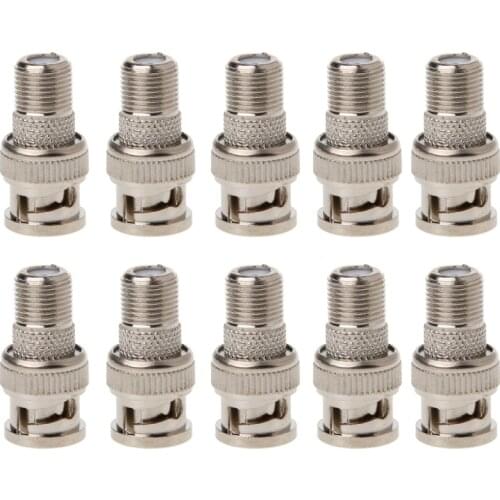 10Pcs/Set BNC Male Plug To F Female Jack Coax Connector Adapter For CCTV Camera