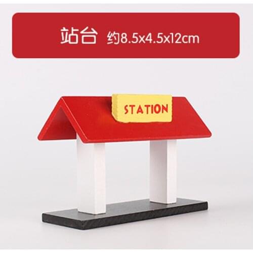 P149 Free shipping Red Roof platform station wooden track scene accessories Suitable for wooden plastic train track toys