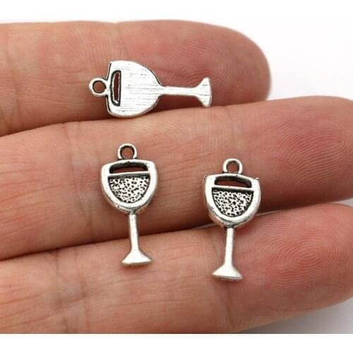 40pcs Antique Silver Plated Cups Charms for Jewelry Making Bracelet Findings DIY Accessories 20x9mm