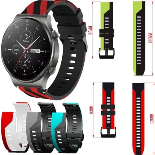Stripes Watch Bracelet Wristband Silicone 22mm Multicolor Easyfit Smart watch band For huawei watch Gt 2 pro 46/GT2e/GT2 46MM