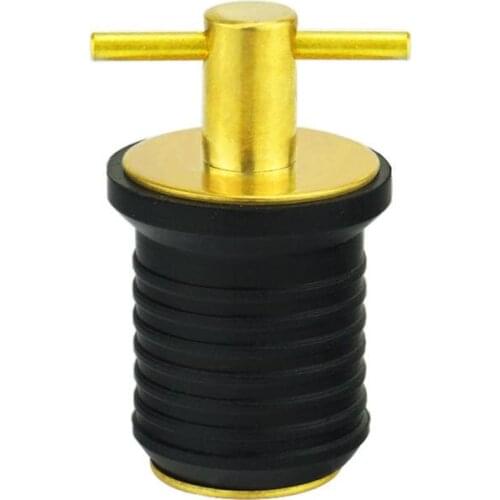Rubber Brass T-Handle TWIST-IN Hull Livewell Boat Drain Plug Boat Bilge Transom Seawall Baitwell Marine Hardware Accessories