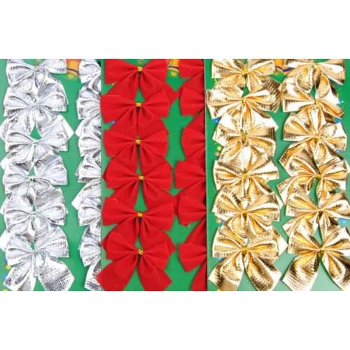 Christmas Baubles Bow Decoration Hanging Ornament Tree Wreath Garland Hamper Pre-tied Velvet Ribbon Bows party decor 4colors 6cm