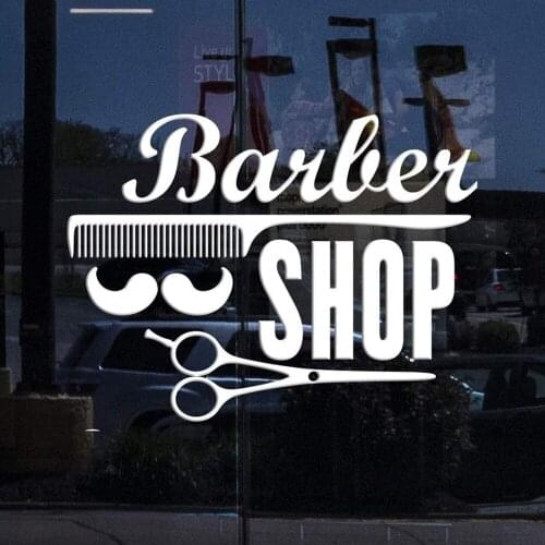Barber Shop Window Sign Vinyl Decal Wall Stickers Barber Shop Badges Tools Hair Salon Sign Wall Decor Removbale Art Mural N54